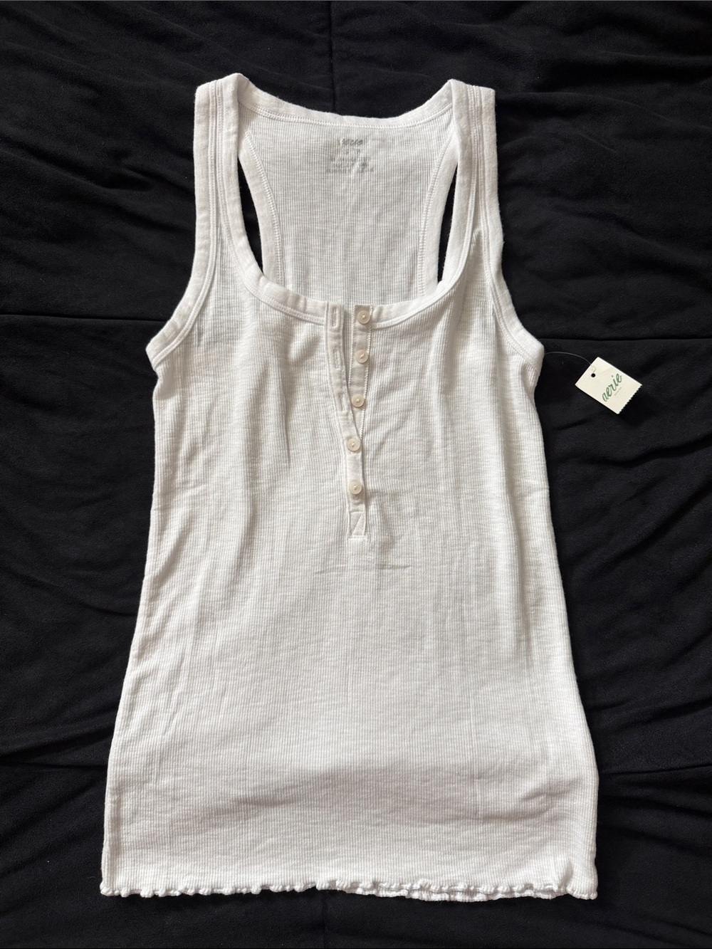 aerie White Ribbed Henley Racerback Tank